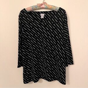 Chicos Women’s 3/4 Sleeve Poka Dot Top